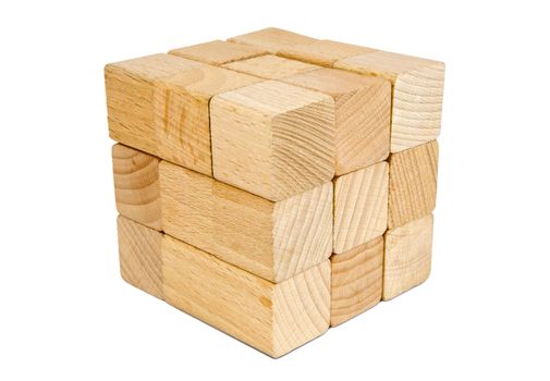 Wooden toy blocks isolated on white background. Clipping path included.