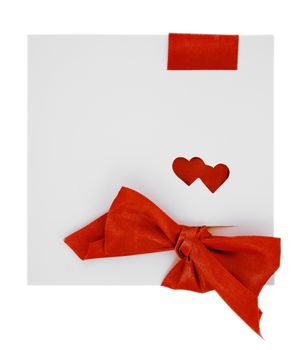 Valentine's Card with Red Bow. Clipping path included.