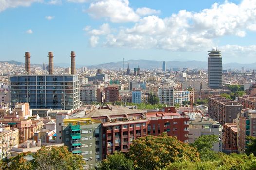 Panoramic view of Barcelona city, Spain.