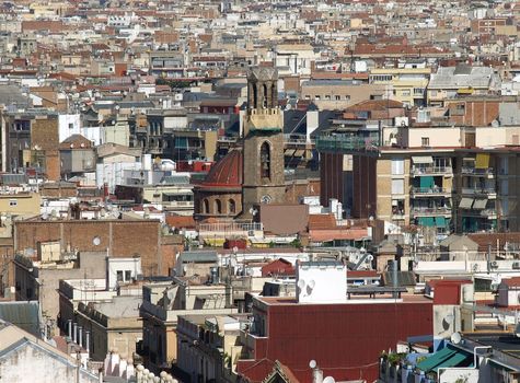 Panoramic view of Barcelona city, Spain.