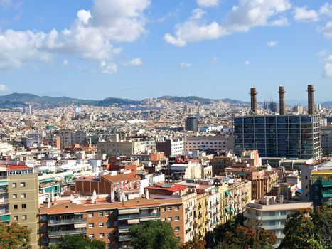 Panoramic view of Barcelona city, Spain.