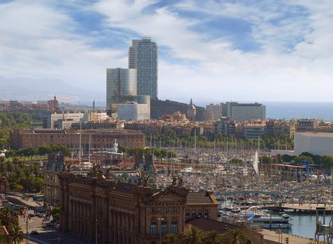 Panoramic view of Barcelona city, Spain.