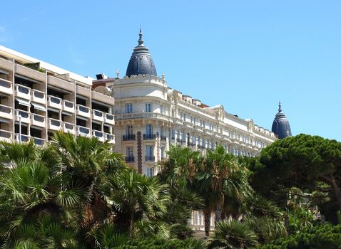 Luxury Hotel on Croisette promenade in Cannes France.