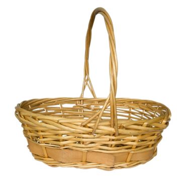 Wicker basket isolated on white background. Clipping path included.