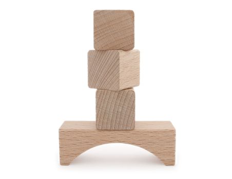 Wooden toy blocks isolated on white background. Clipping path included.