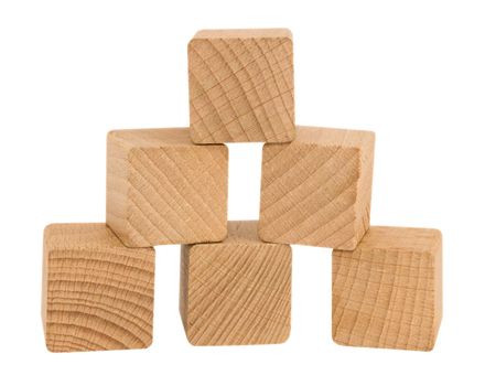 Wooden toy blocks isolated on white background. Clipping path included.