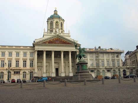 Equestrian statue of Godefoid de Bouillon at Place Royal, in front of the Art Museum, Brussels, Belgium.