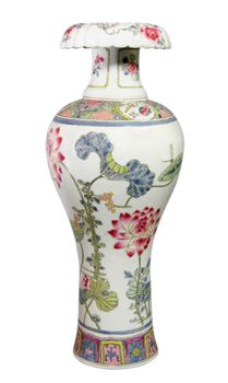 Antique Chinese Vase isolated over white with clipping path.