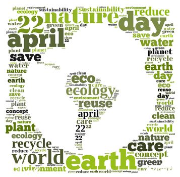 Illustration word cloud on earth day April 22.