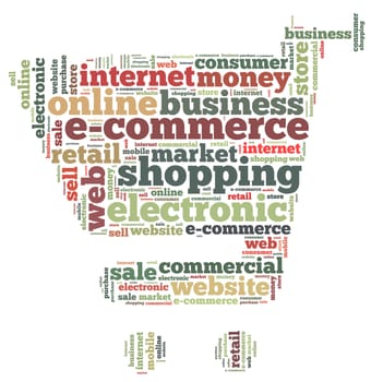 Illustration with word cloud on e-commerce