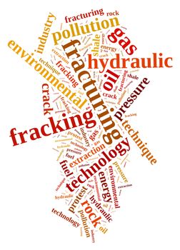 Illustration with word cloud, related to fracking.