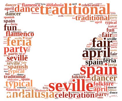 Word cloud on April Fair of Seville in Spain.
