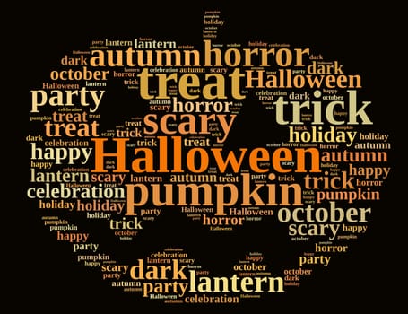 An illustration with word cloud on Halloween.