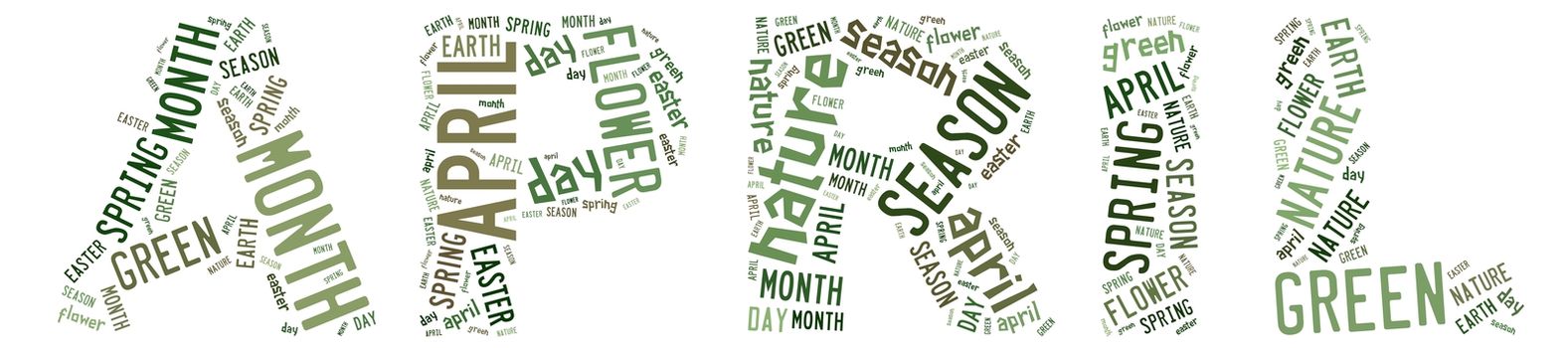 Illustration with word cloud, related with april.