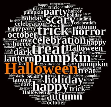 An illustration with word cloud on Halloween.