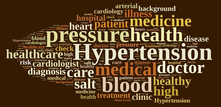 Illustration with word cloud about hypertension