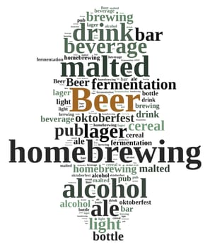 Illustration with word cloud on homebrewing beer