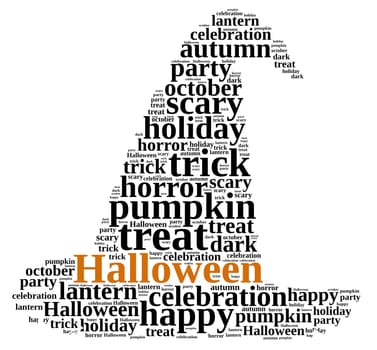 An illustration with word cloud on Halloween.