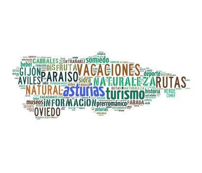 Tag cloud on tourism in Asturias, Spain.