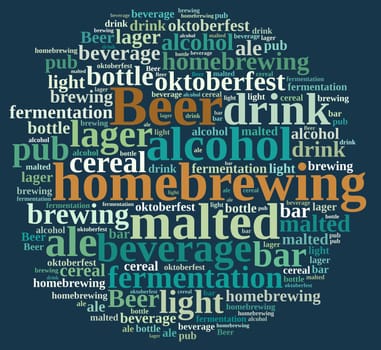 Illustration with word cloud on homebrewing beer