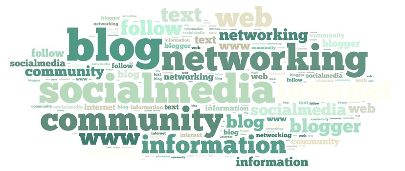 Illustration with word cloud on social media