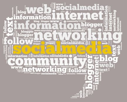 Illustration with word cloud on social media