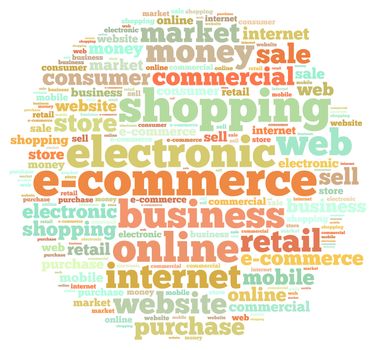 Illustration with word cloud on e-commerce