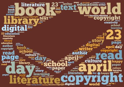 Illustration word cloud on world book day