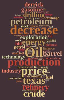 Illustration with word cloud on the price of oil.