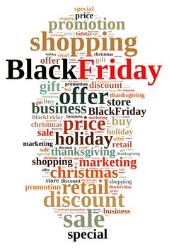 Illustration with word cloud about Black Friday.