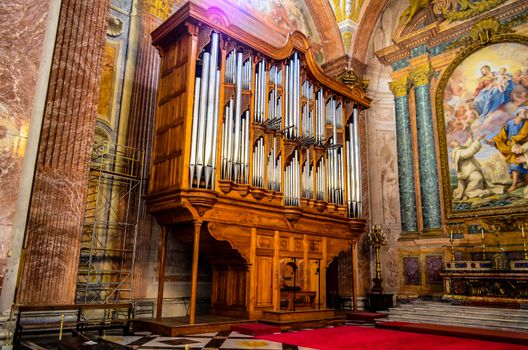 church organ in Santa Maria della Vittoria, Rome, Italy