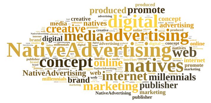 Illustration with word cloud on native advertising