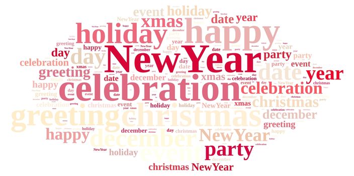 Illustration with word cloud about the New Year.