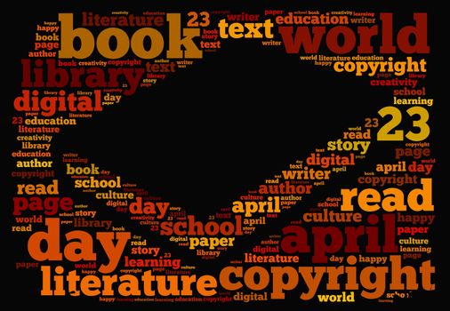 Illustration word cloud on world book day