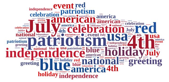 Ilustraccion with word cloud on July 4th party.