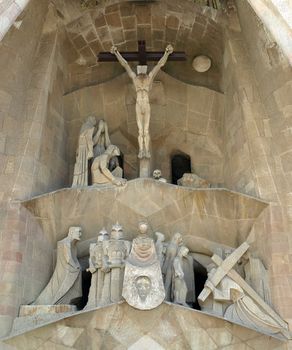 BARCELONA SPAIN - JULY 19: La Sagrada Familia - the impressive cathedral designed by Gaudi, which is built since 1882 and has not yet been achieved July 19, 2009 in Barcelona, Spain.