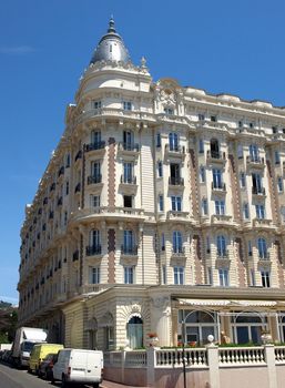 Luxury Hotel on Croisette promenade in Cannes France.