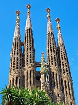 Sagrada Familia, Gaudi's most famous and uncompleted cathedral in Barcelona, Spain.