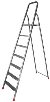 Step-ladder with seven steps isolated on white background. Clipping path includes.
