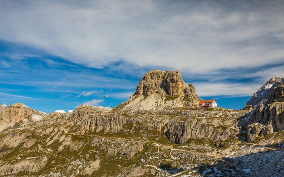Beautiful view on monumental peaks in Dolomites mountains,Italy