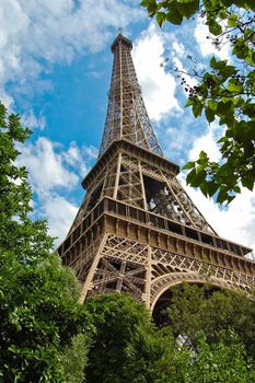 The world famous, Eiffel Tower in Paris, France.