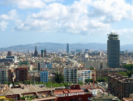 Panoramic view of Barcelona city, Spain.