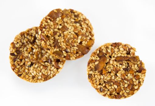 Italian cookies with pumpkin and sunflower seeds. Clipping path.