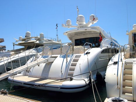 Large luxury yachts in the harbor of Cannes, France