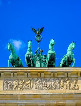 The Brandenburg Gate located in Pariser Platz in the city of Berlin, Germany.