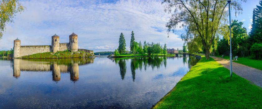 View of the Olavinlinna castle, in Savonlinna, Finland. It is a 15th-century three-tower castle