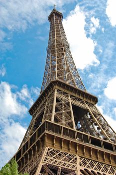 The world famous, Eiffel Tower in Paris, France.