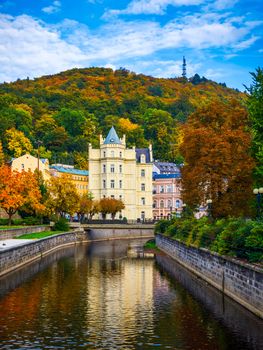 Autumn view of old town of Karlovy Vary (Carlsbad), Czech Republic, Europe