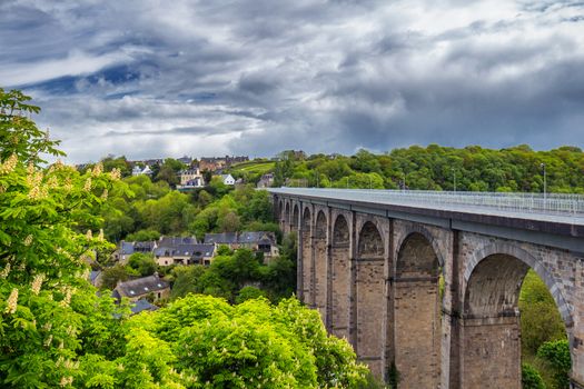 The picturesque medieval port of Dinan on the Rance Estuary, Brittany (Bretagne), France