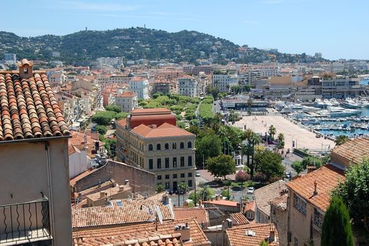 View of Cannes taken from tower in the old town.